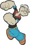 Popeye The Sailor Man Flexing Muscles Eating Spinach Iconic Strong Sailor - Filled Embroidery Design - 6269