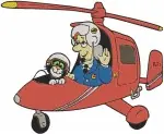 Postman Pat And Jess Cat In Helicopter Mail Van Delivery Service Kids Show Collection - Filled Embroidery Design - 6275