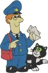 Postman Pat And Jess Cat In Helicopter Mail Van Delivery Service Kids Show Collection - Filled Embroidery Design - 6277