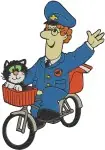 Postman Pat And Jess Cat In Helicopter Mail Van Delivery Service Kids Show Collection - Filled Embroidery Design - 6278