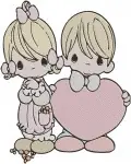 Precious Moments Figurines Children Kissing He Flowers Teddy Bear Sweet - Filled Embroidery Design - 6280