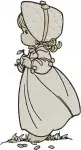 Precious Moments Children Holding Flowers Straw Hat Bridal Gown Sweet Figurines Designs - Filled Embroidery Design - 6288