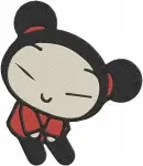 Pucca And Garu Ninja Love Story Couple Kissing Back To Back Cute Characters - Filled Embroidery Design - 6291