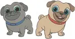 Disney Puppy Dog Pals Bingo And Rolly Pug Puppies Group Playful Poses Collection - Filled Embroidery Design - 6300