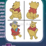 Winnie The Pooh Bear - Musketeer Pirate Honey Pot Sitting Standing - Adventure Time Pooh Bear Dress Up - Filled Embroidery Design - Instant Download