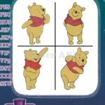 Winnie The Pooh Bear - Assorted Standing Waving Looking Up Happy Poses - Cheerful Pooh Bear Character - Filled Embroidery Design - Instant Download