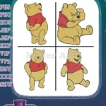 Winnie The Pooh Bear - Thoughtful Excited Sitting Happy Poses - Expressive Pooh Bear Collection - Filled Embroidery Design - Instant Download