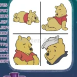 Winnie The Pooh Bear - Lying Thinking Sitting Sailor Costume Poses - Relaxing And Dress Up Fun In The Wood - Filled Embroidery Design - Instant Download