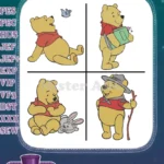 Winnie The Pooh Bear - Butterfly Accordion Rabbit Friend Walking Stick - Hundred Acre Wood Adventures - Filled Embroidery Design - Instant Download