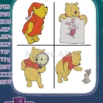 Winnie The Pooh Bear - Sleeping Hat Piglet Bed Clock Rabbit Friends - Bedtime And Day Hundred Acre Wood - Filled Embroidery Design - Instant Download