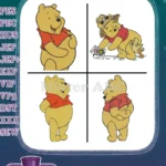 Disney Winnie Pooh Bear Hugging Self With Cowboy Hat Thinking About Honey Collection - Filled Embroidery Design - Instant Download