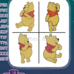 Disney Winnie Pooh Bear Waving Walking Sitting Friendly Honey Bear Poses - Filled Embroidery Design - Instant Download
