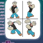 Popeye The Sailor Man Flexing Muscles Eating Spinach Iconic Strong Sailor - Filled Embroidery Design - Instant Download