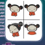 Pucca Funny Love Girl Close Up Faces Happy Determined Smiling Expressions Bundle - Filled Embroidery Design - Instant Download