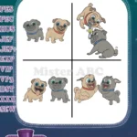 Disney Puppy Dog Pals Bingo And Rolly Pug Puppies Group Playful Poses Collection - Filled Embroidery Design - Instant Download