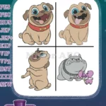 Disney Puppy Dog Pals Bingo Rolly Pugs A R F Robot Dog Hippo Character - Filled Embroidery Design - Instant Download