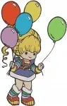 Rainbow Brite Color Kids Twink Sprite Balloons Trumpet Red Action Poses Designs - Filled Embroidery Design - 6340
