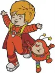 Rainbow Brite Color Kids Twink Sprite Balloons Trumpet Red Action Poses Designs - Filled Embroidery Design - 6343