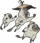 Raya And The Last Dragon Tong The Giant Noi The Baby And The Ongis Monkey Group - Filled Embroidery Design - 6366