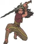 Raya And The Last Dragon Warriors Raya And Namaari In Action And Battle Stances - Filled Embroidery Design - 6376