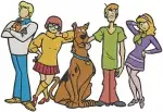 Scooby Doo Mystery Inc Gang With The Mystery Machine Van And Group Action Poses - Filled Embroidery Design - 6410