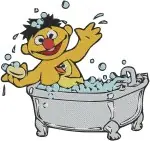 Sesame Street Muppets Ernie In Bathtub Grover Reading Super Grover Bert Balloons - Filled Embroidery Design - 6425