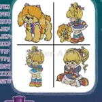 Rainbow Brite And Starlite Horse Twink Sprite Color Kid Blonde Girl - Filled Embroidery Design - Instant Download