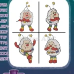 Rainbow Brite Sprites Christmas Santa Outfits Painting Playing Flute Festive Collection - Filled Embroidery Design - Instant Download