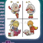 Rainbow Brite Sprites Santa Outfits Blonde Girl Accordion Christmas Cheer - Filled Embroidery Design - Instant Download
