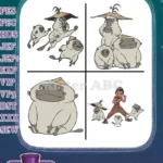 Raya And The Last Dragon Tong The Giant Noi The Baby And The Ongis Monkey Group - Filled Embroidery Design - Instant Download