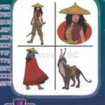 Raya And The Last Dragon Raya With Sword Namaari Portrait And Namaaris Mount Serlot - Filled Embroidery Design - Instant Download