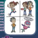 Wordgirl Superhero Becky Botsford Captain Huggy Face Tobey Mccallister Scoops Ming - Filled Embroidery Design - Instant Download