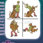 Scooby Doo And The Mystery Inc Gang Shaggy Fred Daphne Velma Group Interactions - Filled Embroidery Design - Instant Download