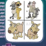 Shaun The Sheep Main Characters Shaun The Sheep Bitzer Dog And The Farmer Posing - Filled Embroidery Design - Instant Download
