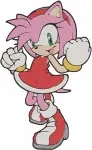 Sonic The Hedgehog Characters Amy Rose With Piko Hammer And Dr Eggman Villain - Filled Embroidery Design - 6468