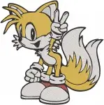 Sonic The Hedgehog Characters Knuckles The Echidna And Miles Tails Prower Flying - Filled Embroidery Design - 6472
