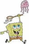 Spongebob Squarepants - Jellyfishing With Pencil And Broken In Half - Silly Fry Cook Adventures - Filled Embroidery Design - 6493