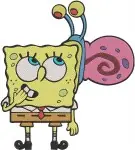 Spongebob Squarepants - Jellyfishing With Pencil And Broken In Half - Silly Fry Cook Adventures - Filled Embroidery Design - 6494