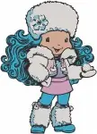 Strawberry Shortcake And Friends - Blueberry Muffin With Treasure And Angel Cake Winter Outfit - Sweet Adventures - Filled Embroidery Design - 6504