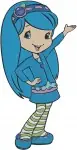 Strawberry Shortcake Universe - Blueberry Muffin Blue Haired Girl And Purple Haired Girl With Cat - Berry Sweet - Filled Embroidery Design - 6506