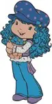 Strawberry Shortcake Universe - Blueberry Muffin Blue Haired Girl And Purple Haired Girl With Cat - Berry Sweet - Filled Embroidery Design - 6507