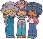 Strawberry Shortcake And Friends - Huckleberry Pie Blueberry Muffin With Pupcake Chick Snowman - Berry Group - Filled Embroidery Design - 6554