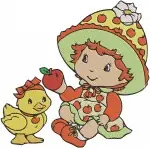 Strawberry Shortcake And Friends - Huckleberry Pie Blueberry Muffin With Pupcake Chick Snowman - Berry Group - Filled Embroidery Design - 6556
