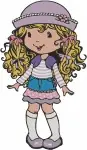 Strawberry Shortcake Friends - Crepes Suzette - Pink Haired Girl With Cloud - Purple Haired Skater - Sweet Style - Filled Embroidery Design - 6562