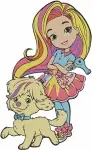 Sunny Day - Sunny And Her Loyal Dog Doodle - Best Friends And Styling Fun - Nick Jr Coon Characters - Filled Embroidery Design - 6579
