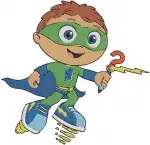Super Why Pbs Kids Whyatt Beanstalk Super Reader Flying Action Poses Set - Filled Embroidery Design - 6606