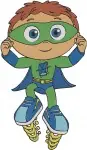 Super Why Pbs Kids Whyatt Beanstalk Super Reader Flying Action Poses Set - Filled Embroidery Design - 6607