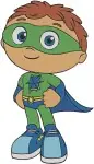 Super Why Pbs Kids Whyatt Beanstalk Super Reader Flying Action Poses Set - Filled Embroidery Design - 6608