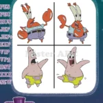 Spongebob Squarepants - Mr Krabs Money Lover And Patrick Star Best Friend - Bikini Bottom Characters - Filled Embroidery Design - Instant Download