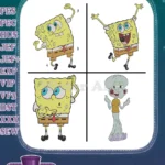 Spongebob Squarepants Joyful Poses And Squidward Tentacles The Grouchy Neighbor - Bikini Bottom Duo - Filled Embroidery Design - Instant Download